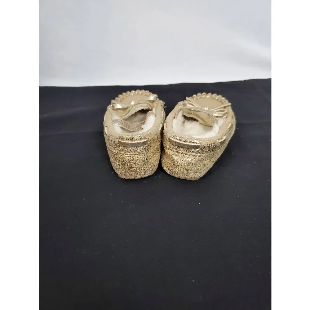 Toddler Girls s (5-6), Fuzzy Gold Glitter Slip-on Shoes